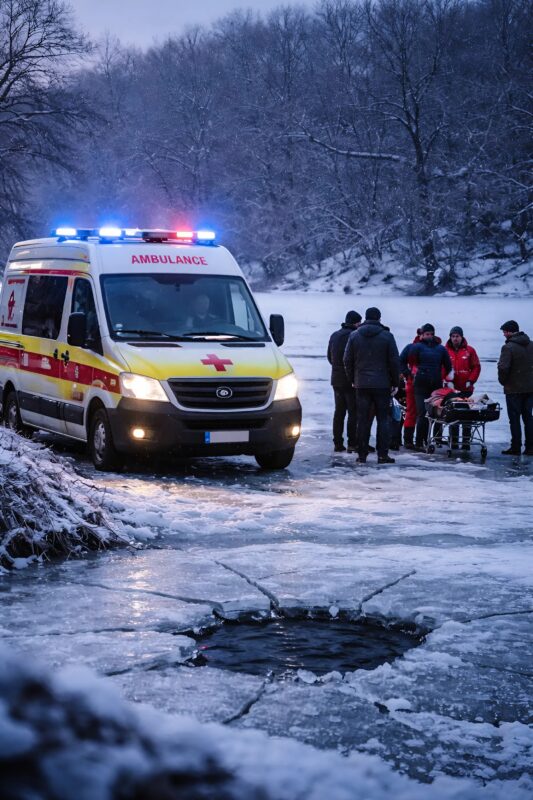 Ένας άντρας με ακριβό παλτό έπεσε κάτω από τον πάγο, ενώ όλοι οι άνθρωποι περνούσαν αδιάφορα. Μόνο ένα επτάχρονο κορίτσι τόλμησε να βοηθήσει: ξάπλωσε πάνω στον πάγο και άρχισε να τραβά το κασκόλ — και μόλις ένα λεπτό αργότερα συνέβη κάτι που πάγωσε τους πάντες γύρω…